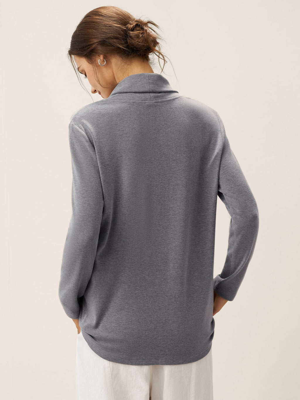 Mock Neck Buttoned Stretch Top ZARIA