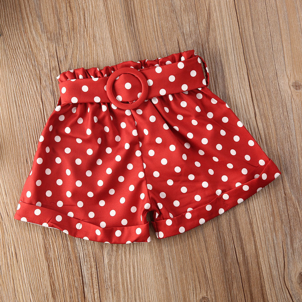 Baby Girl Summer Bowknot Crop Top & Polka Dot Shorts - # BAAA51210058 & GIAA212310022