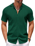 COOFANDY Men's Knit Button Down Polo Shirts | Green - # BOAA13510053