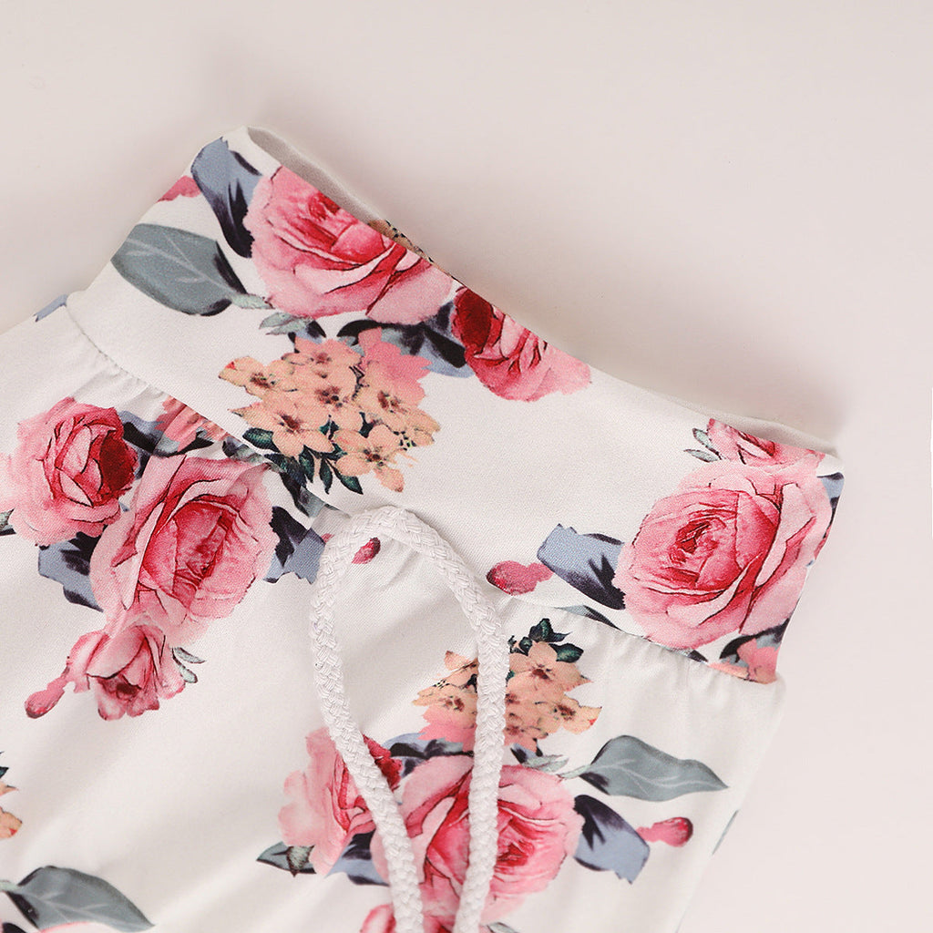 Girls' Spring Autumn Floral Hoodie and Pants Set - # GIAA21310010 & BAAA51210073