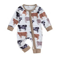 Karwuiio | Baby Boy & Girl Western Clothes | Cow Print Long Sleeve Romper Jumpsuit One Piece | Newborn Fall Winter Outfit | 0-3 Months - # BAAA51210067