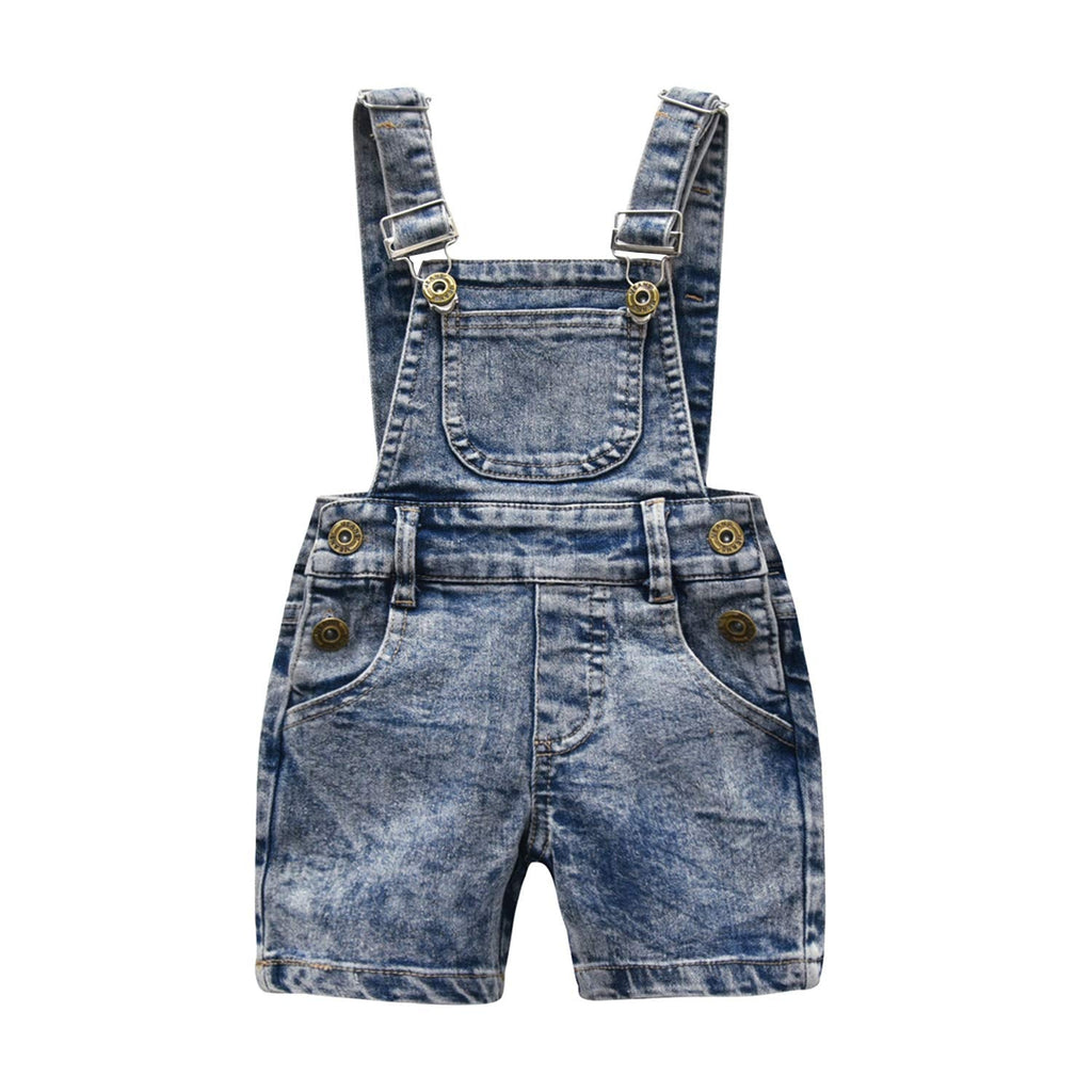 KIDSCOOL SPACE | Baby Girl Jean Overalls | Little Kid Denim Short | All Blue | 18-24 Months - # BAAA1B1610002