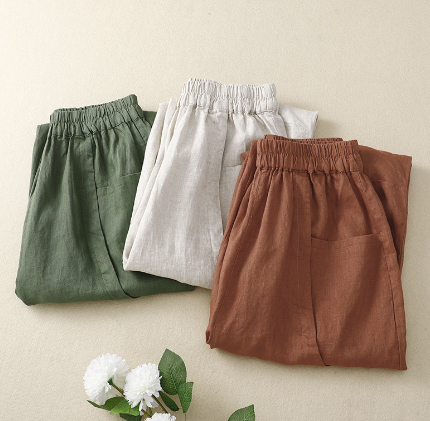 Linen Wide-Leg Harem Pants for Women - # GIAA23410048