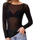 Long Sleeve Sheer Mesh Top for Women | One Piece -# GIAA23510044
