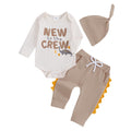 Newborn Infant Baby Boy Outfit | Infant Letter Print Dinosaur Clothes | New to the Crew | 0-6 Months - # BAAA51210066