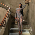 Striped Mesh Pant Set | With Long Sleeve Top | One Piece - # GIAA23310009 & GIAA23410031 & GIAA23310010
