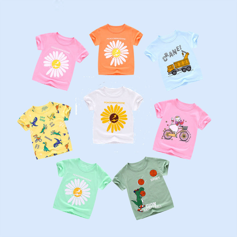 Summer Cartoon Cotton Short Sleeve T-Shirt for Kids - # BAAA1111010021 & BOAA11510032
