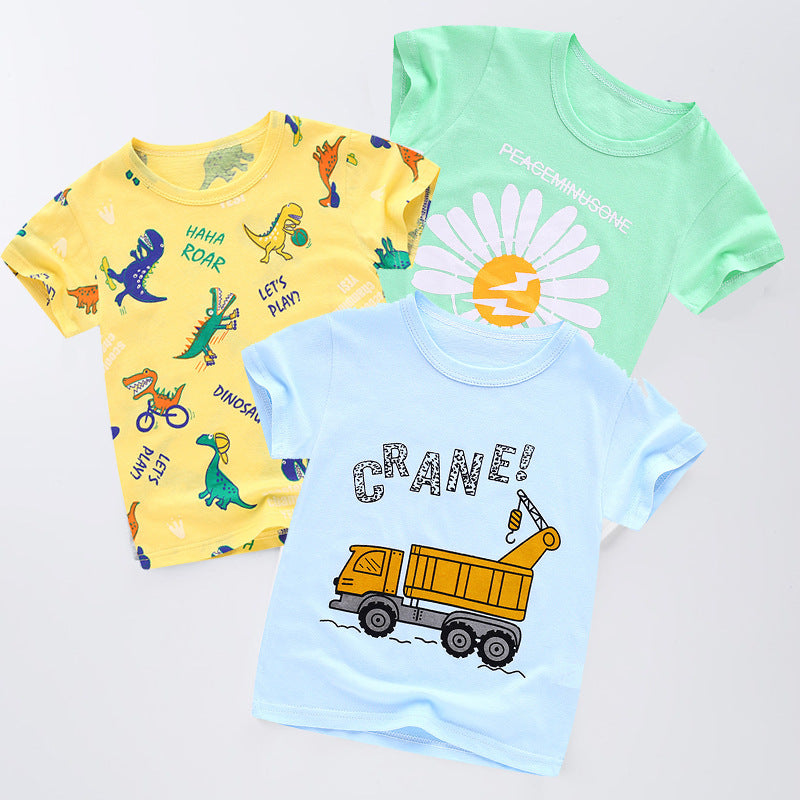 Summer Cartoon Cotton Short Sleeve T-Shirt for Kids - # BAAA1111010021 & BOAA11510032