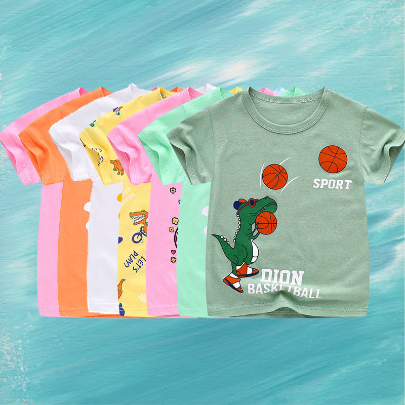 Summer Cartoon Cotton Short Sleeve T-Shirt for Kids - # BAAA1111010021 & BOAA11510032
