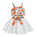 Summer Girls' Lace Strap Cotton Skirt Set | For Ages 3-8 - # GIAA212310021