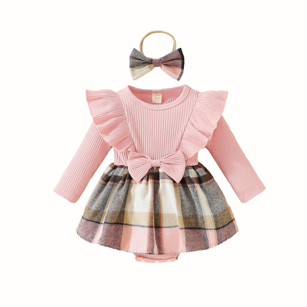Toddler Baby Girl Romper | Lace Ruffle Long Sleeve Ribbed Romper |  - # BAAA51110027