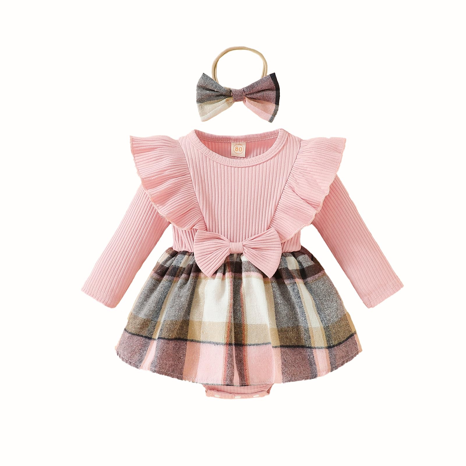 Toddler Baby Girl Romper | Lace Ruffle Long Sleeve Ribbed Romper |  - # BAAA51110027