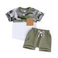 Toddler Boy Summer Camo Outfit Set |White Camo Shirt | 2-3 Years