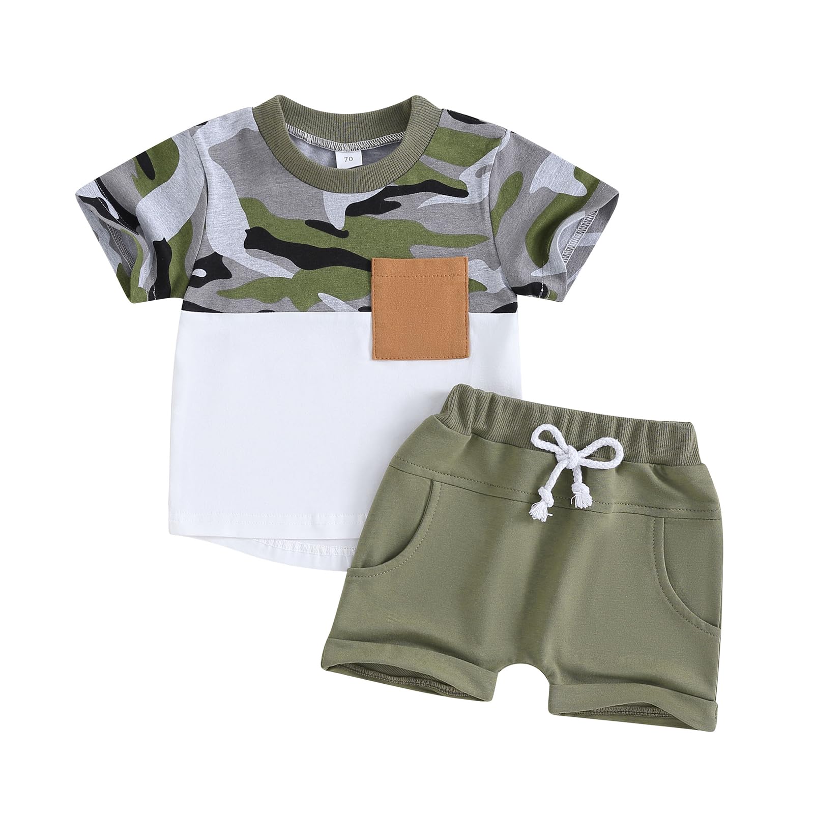 Toddler Boy Summer Camo Outfit Set |White Camo Shirt | 2-3 Years