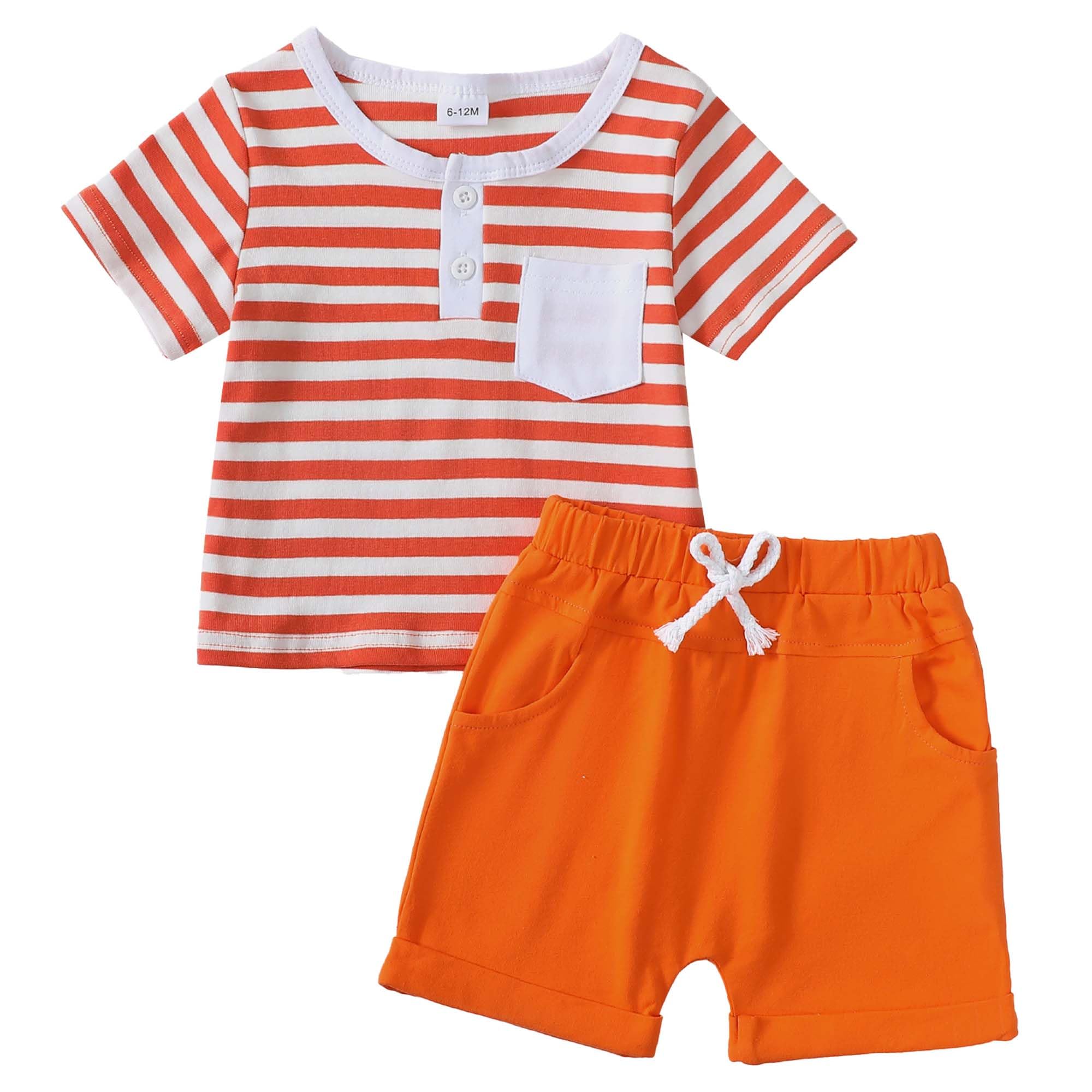 Toddler Boy Summer Outfit Set  | Orange | 2-3 Year Old - # BOAA11310013