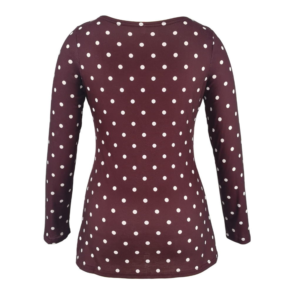 Women Deep V-Neck Long Sleeve Printed Maternity & Nursing T-Shirt - # PRGTA11310027 & NURSGA11110113